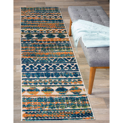 World Rug Gallery Modern Stripes Faded Geometric Indoor/Outdoor Area Rug