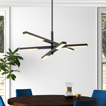 Lustre moderne linéaire à plusieurs niveaux de style Sputnik, lumière chaude 3000K, LED intégrée