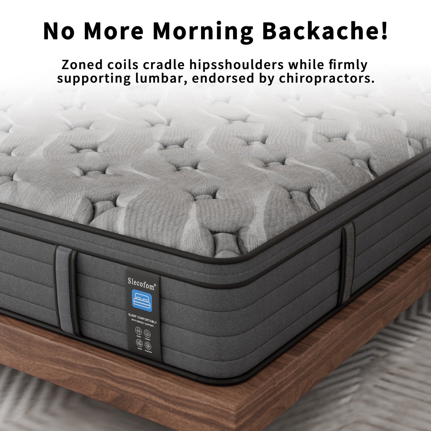 Matelas Modland Hybrid 14 pouces à plateau européen moyen, matelas à ressorts ensachés livré dans une boîte