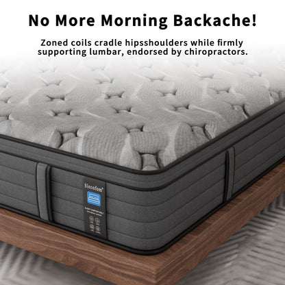 Matelas Modland Hybrid 14 pouces à plateau européen moyen, matelas à ressorts ensachés livré dans une boîte