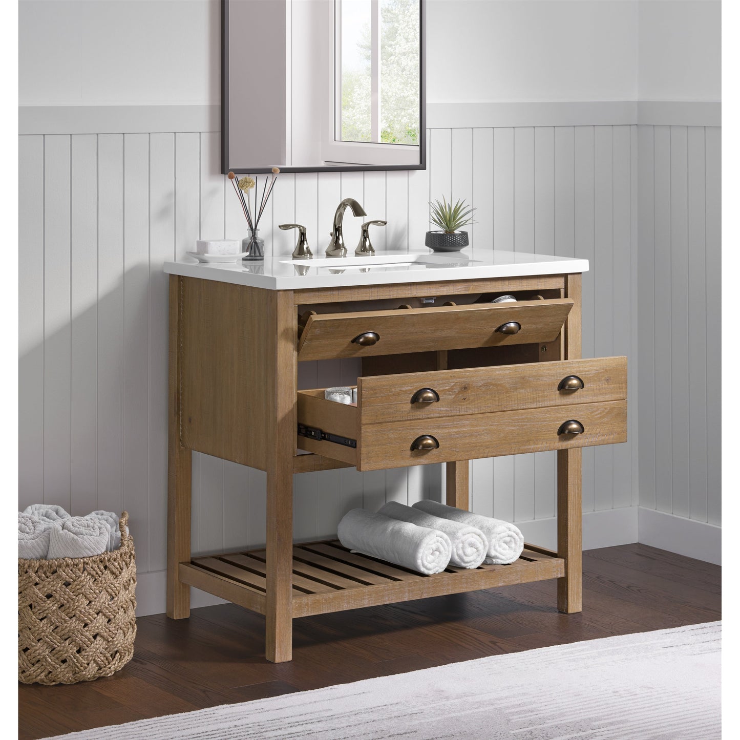 Meuble-lavabo simple Monterey 37 Farmhouse avec plan de travail