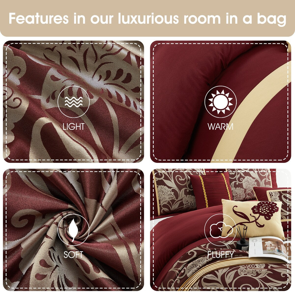 Ensemble de couette jacquard floral Nanshing Brie 9 pièces