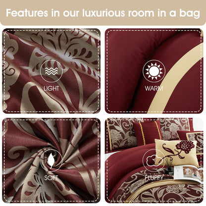 Ensemble de couette jacquard floral Nanshing Brie 9 pièces