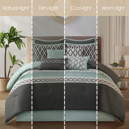 Ensemble de couette géométrique de luxe 10 pièces Nanshing Calvin