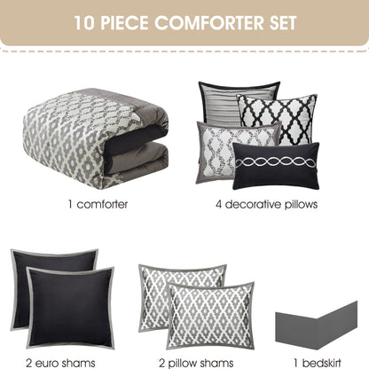 Ensemble de couette géométrique de luxe 10 pièces Nanshing Calvin