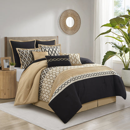 Ensemble de couette géométrique de luxe 10 pièces Nanshing Calvin