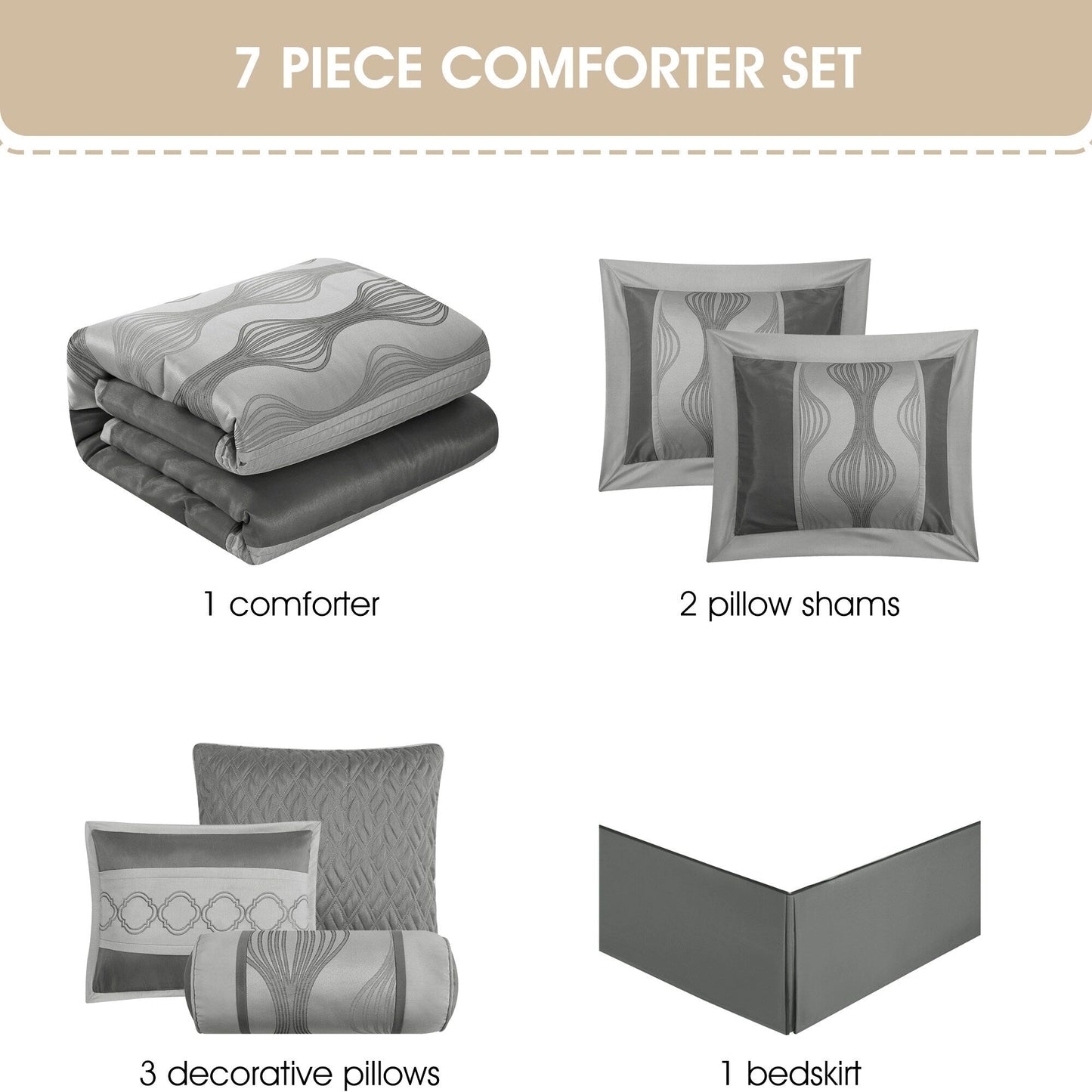 Ensemble de couette géométrique moderne 7 pièces Nanshing Daniella