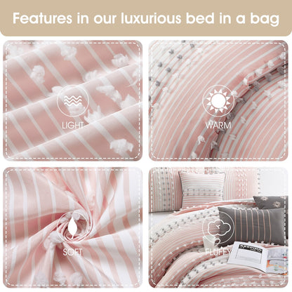 Ensemble de couette 7 pièces à rayures modernes Nanshing Jessy