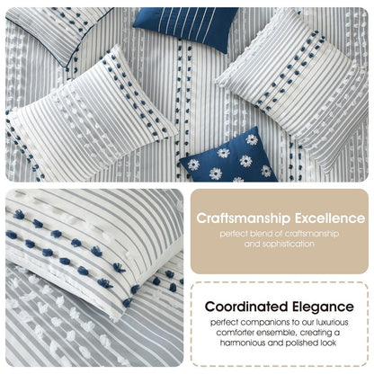 Ensemble de couette 7 pièces à rayures modernes Nanshing Jessy