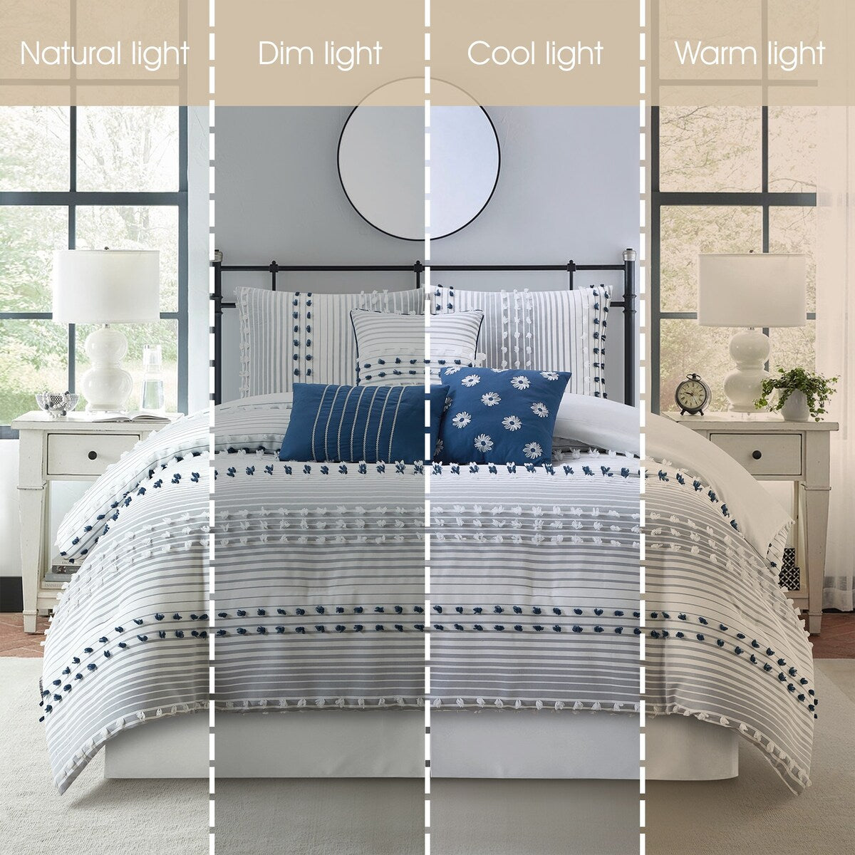 Ensemble de couette 7 pièces à rayures modernes Nanshing Jessy