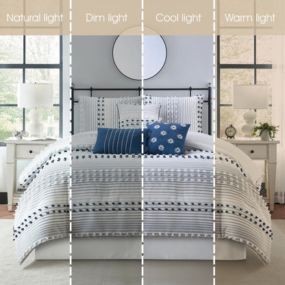 Ensemble de couette 7 pièces à rayures modernes Nanshing Jessy