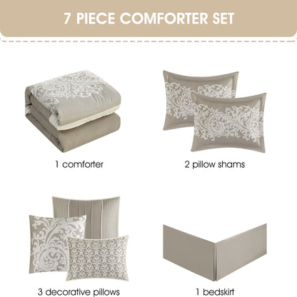 Ensemble de couette 7 pièces Nanshing Salem Damask Jacquard