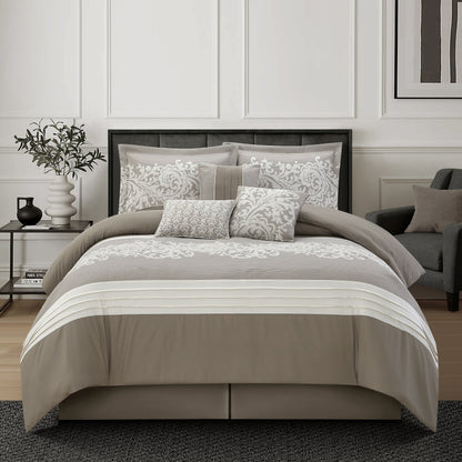 Ensemble de couette 7 pièces Nanshing Salem Damask Jacquard