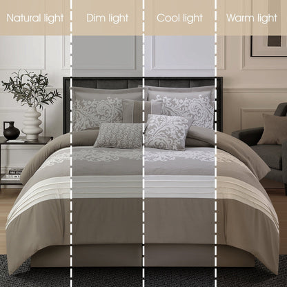 Ensemble de couette 7 pièces Nanshing Salem Damask Jacquard