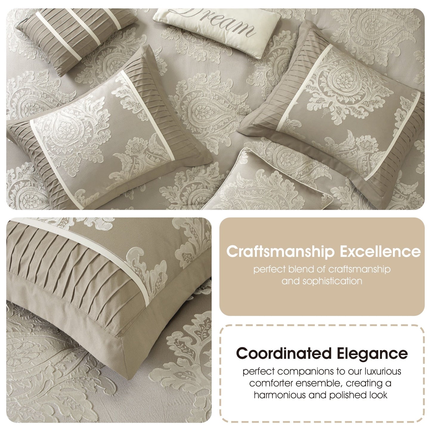 Ensemble de couette traditionnel damassé Nanshing Tiana 7 pièces