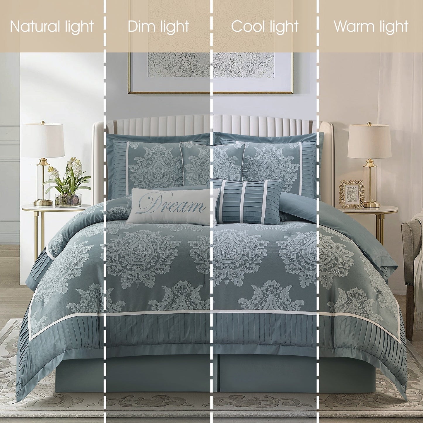 Ensemble de couette traditionnel damassé Nanshing Tiana 7 pièces