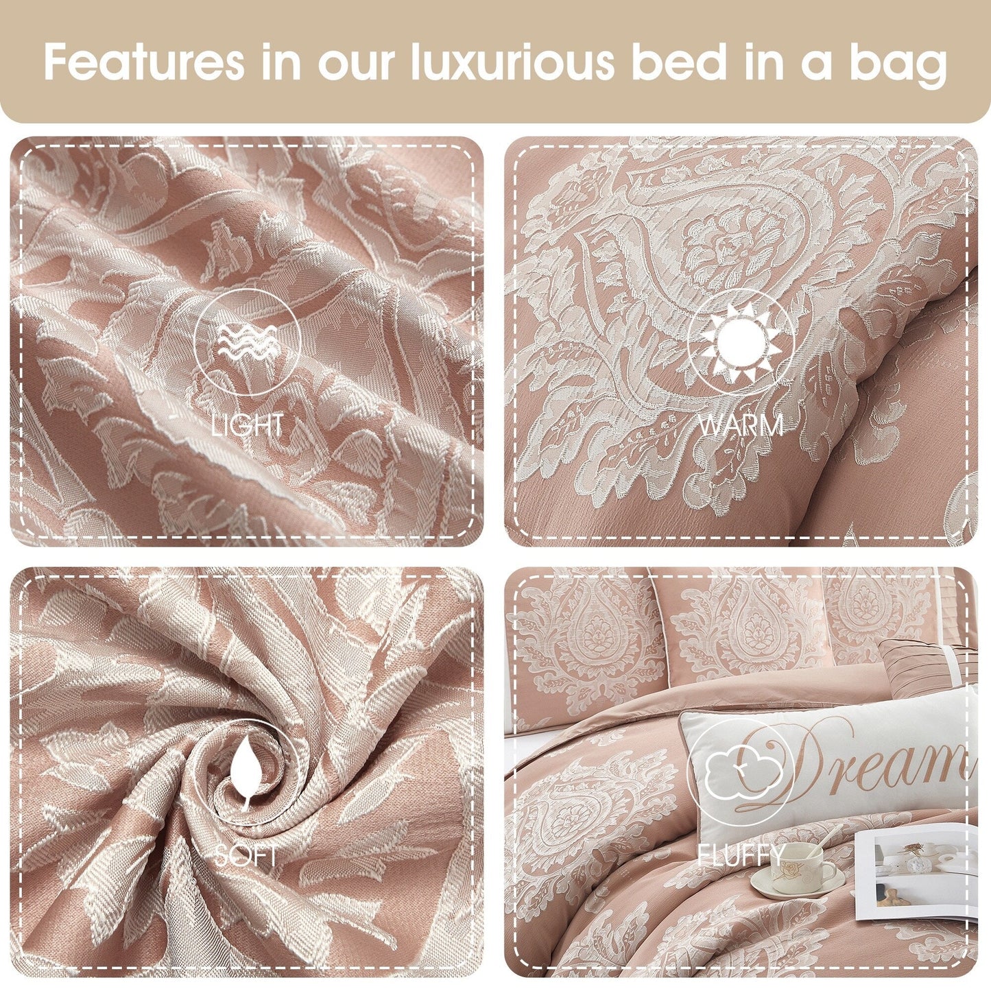 Ensemble de couette traditionnel damassé Nanshing Tiana 7 pièces