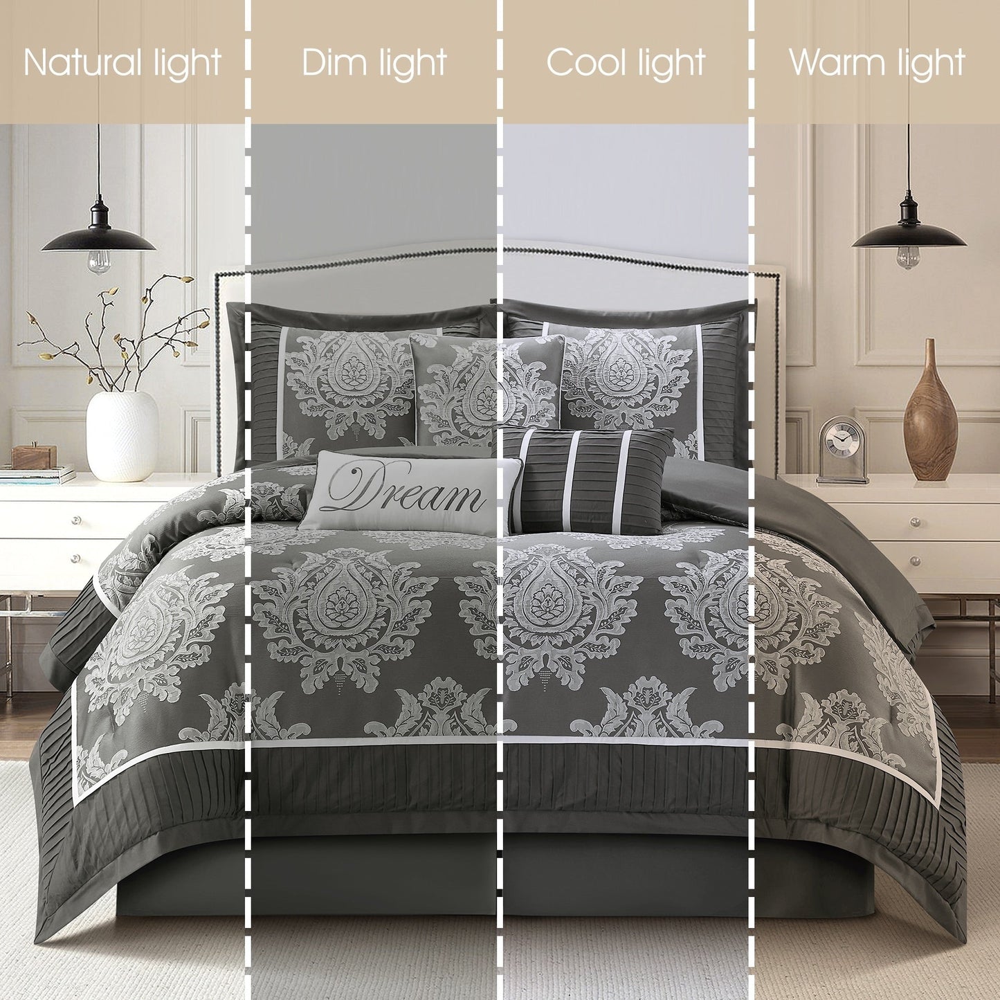 Ensemble de couette traditionnel damassé Nanshing Tiana 7 pièces