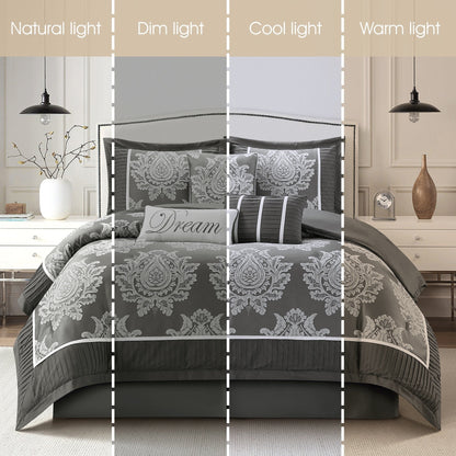 Ensemble de couette traditionnel damassé Nanshing Tiana 7 pièces