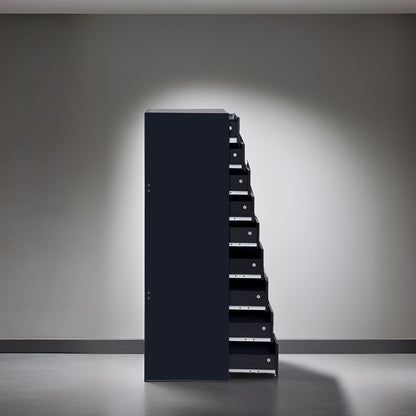 Meuble étroit en bois à 9 tiroirs avec glissières en douceur et étagère de rangement supérieure