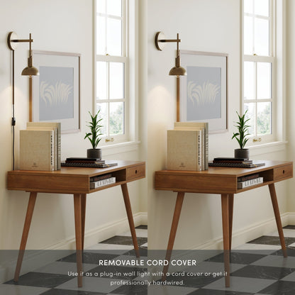 Applique murale Nathan James Tamlin à bras articulé, 1 lumière, avec prise et interrupteur marche/arrêt