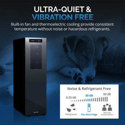 Cave à vin Newair Shadow-T Series, 18 bouteilles, double zone de température, pose libre, thermoélectrique, commande numérique