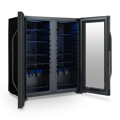 Réfrigérateur à vin et boissons Newair, 18 bouteilles et 59 canettes, deux zones de température, pose libre, contrôle numérique de la température