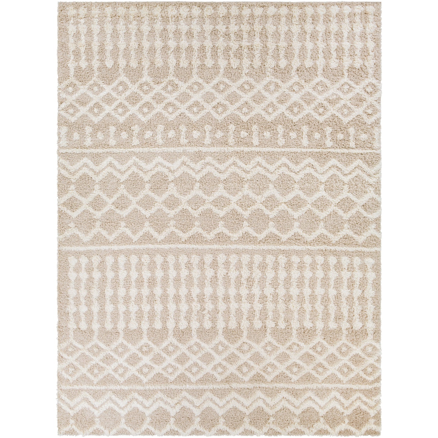 Tapis à poils longs Livabliss Newton à motif géométrique marocain et treillis