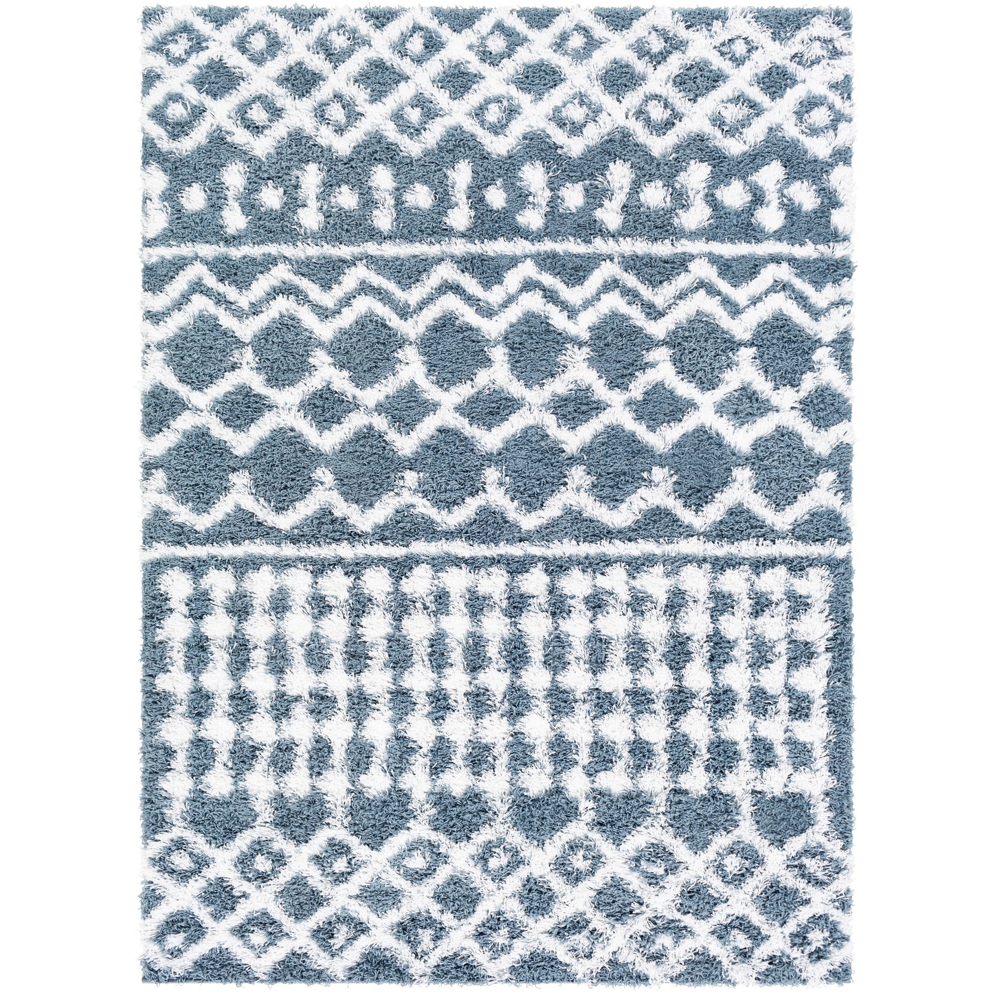 Tapis à poils longs Livabliss Newton à motif géométrique marocain et treillis