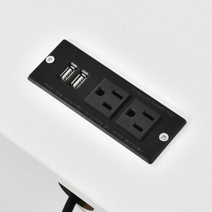 Ensemble de 2 tables de chevet avec station de charge, table d'appoint avec 2 tiroirs, ports USB et prises électriques, pour lit de chevet