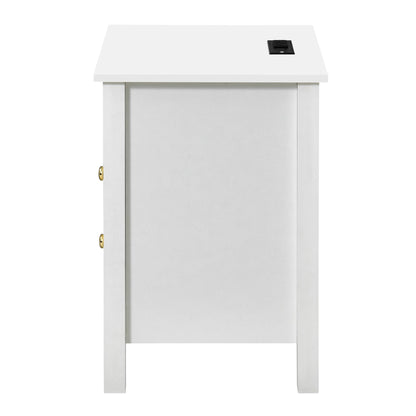 Ensemble de 2 tables de chevet avec station de charge, table d'appoint avec 2 tiroirs, ports USB et prises électriques, pour lit de chevet