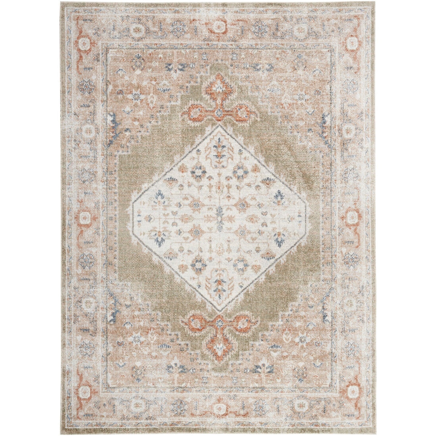 Tapis persan vieilli Nourison Abby, lavable en machine, pour intérieur uniquement.