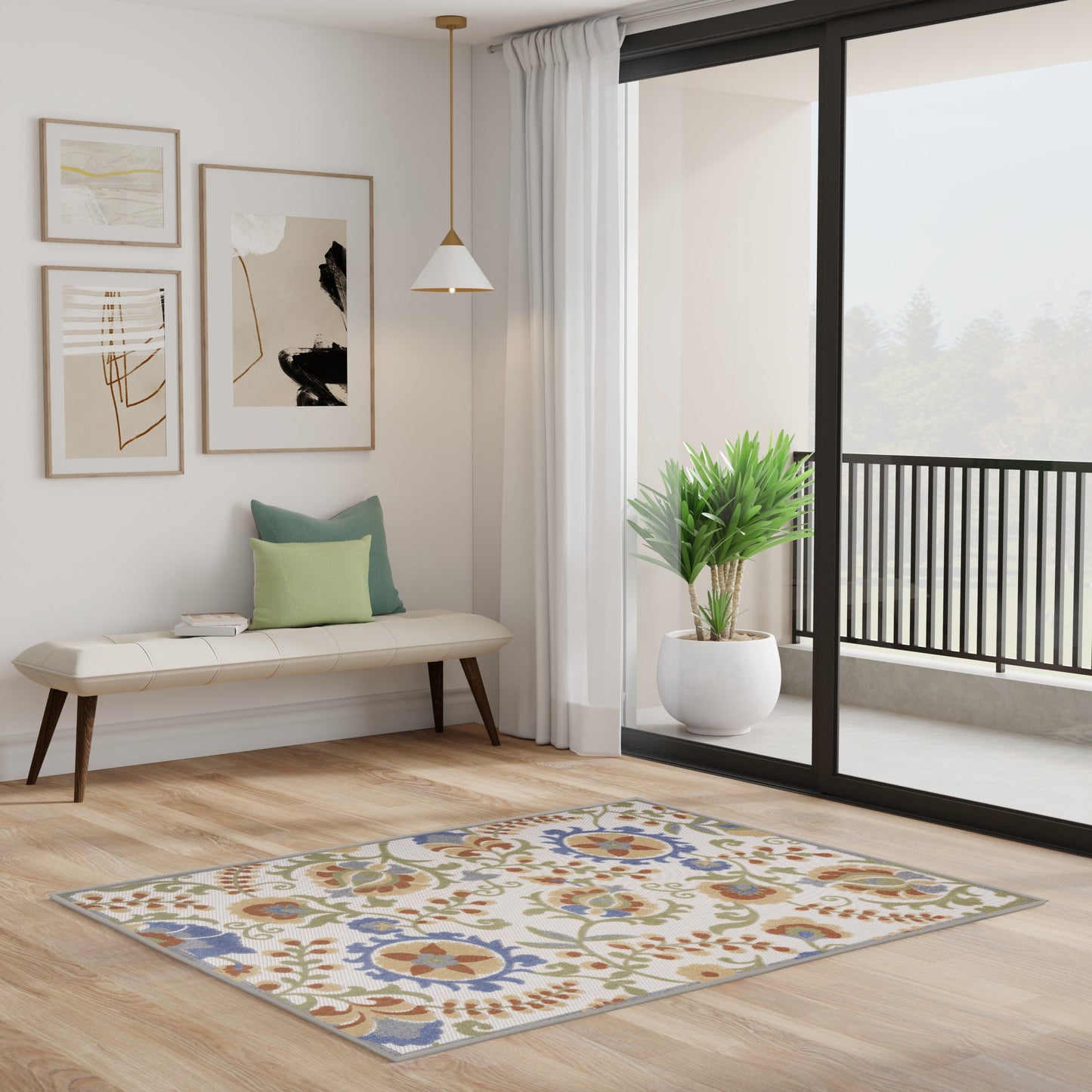 Tapis d'intérieur/extérieur à motif floral Nourison Alice