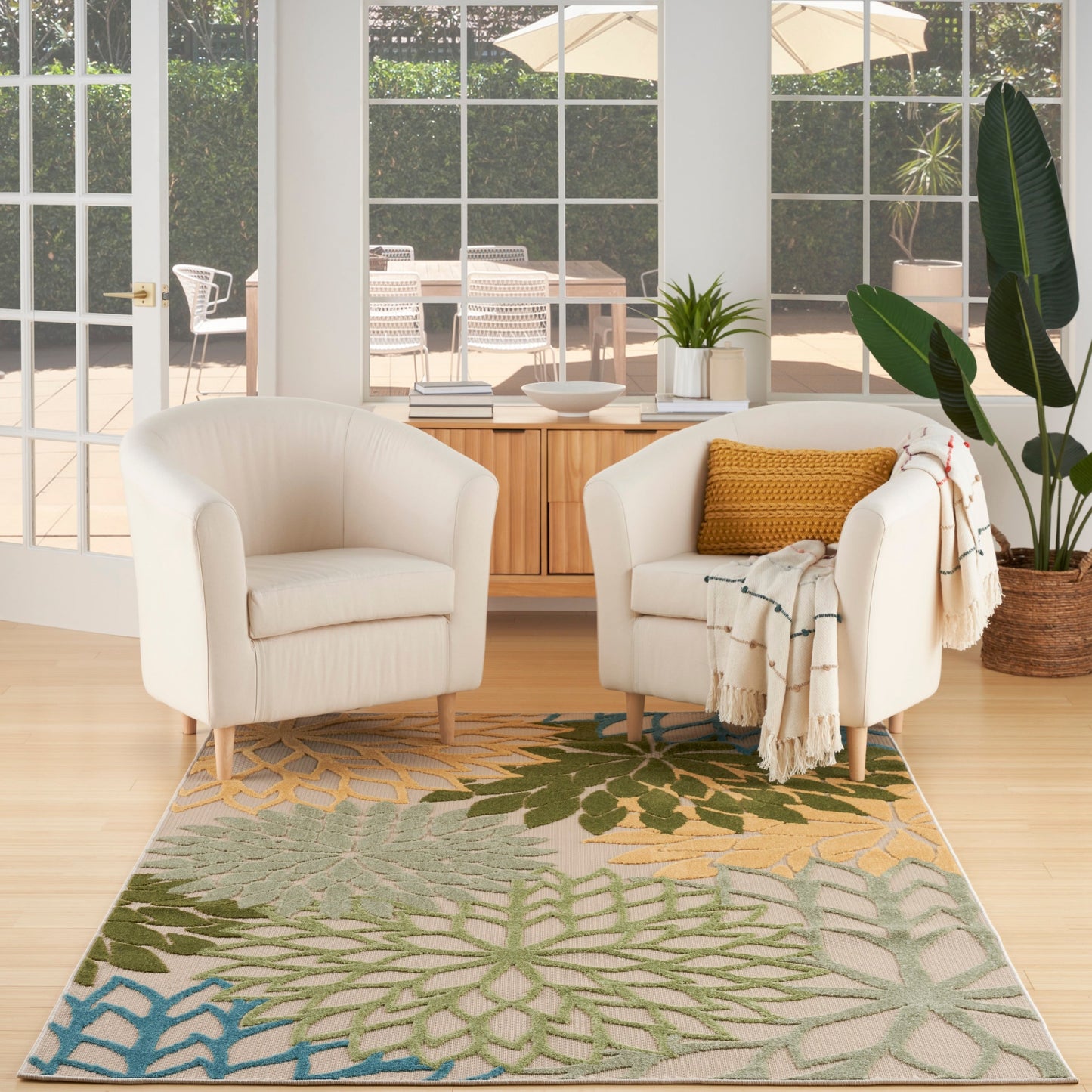 Tapis d'intérieur/extérieur Nourison Aloha Floral Moderne