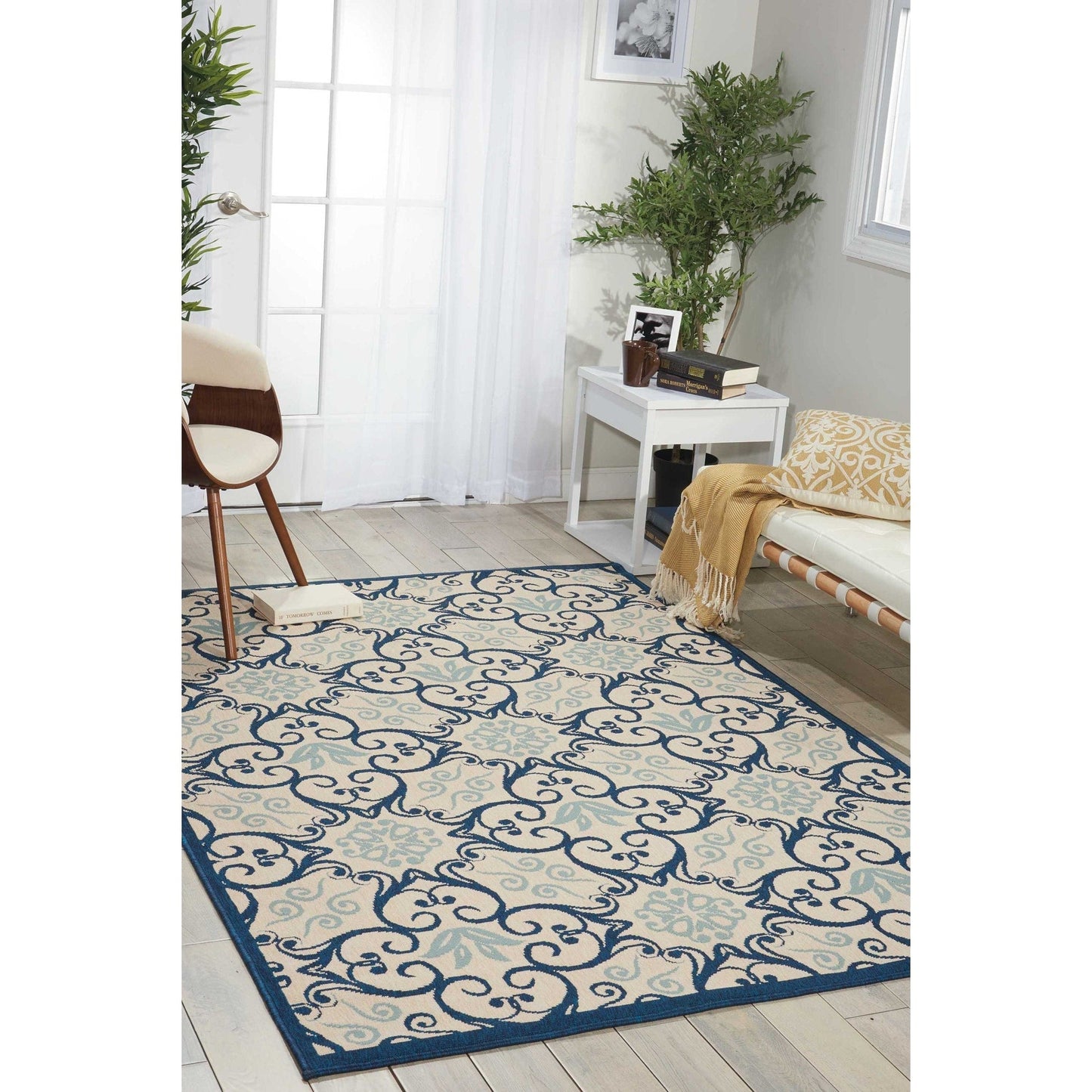 Tapis d'intérieur/extérieur Nourison à motif floral géométrique des Caraïbes