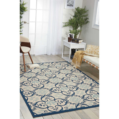 Tapis d'intérieur/extérieur Nourison à motif floral géométrique des Caraïbes
