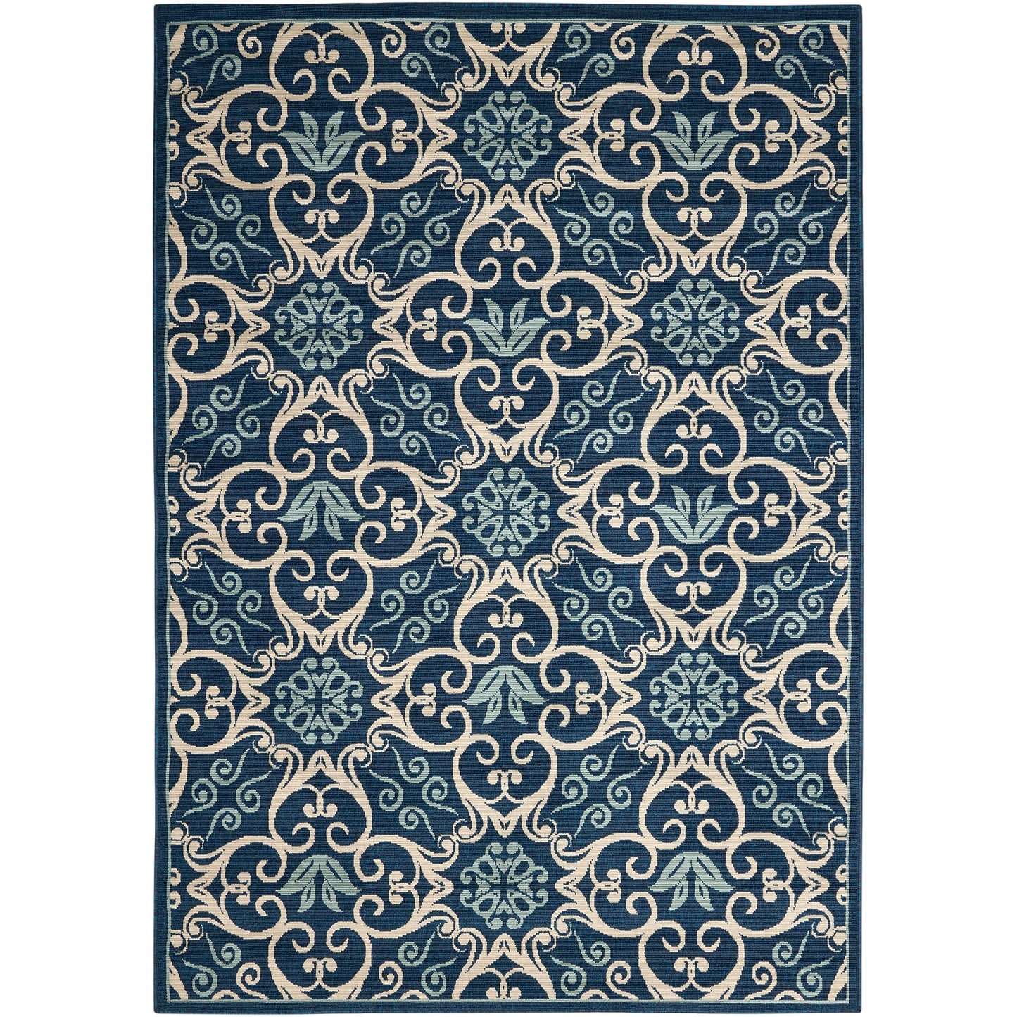Tapis d'intérieur/extérieur Nourison à motif floral géométrique des Caraïbes