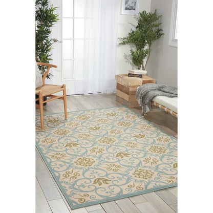 Tapis d'intérieur/extérieur Nourison à motif floral géométrique des Caraïbes