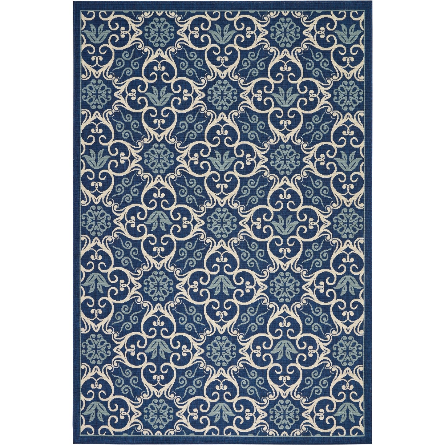 Tapis d'intérieur/extérieur Nourison à motif floral géométrique des Caraïbes