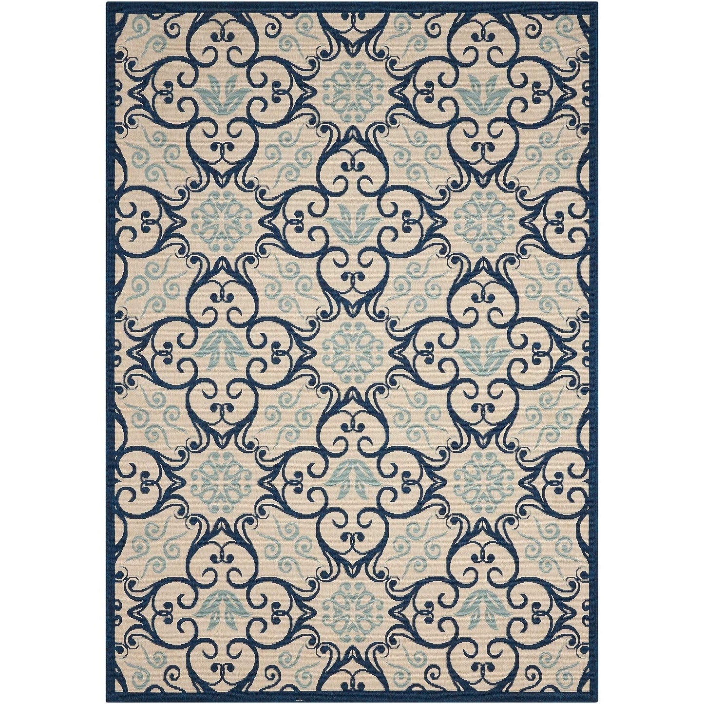 Tapis d'intérieur/extérieur Nourison à motif floral géométrique des Caraïbes