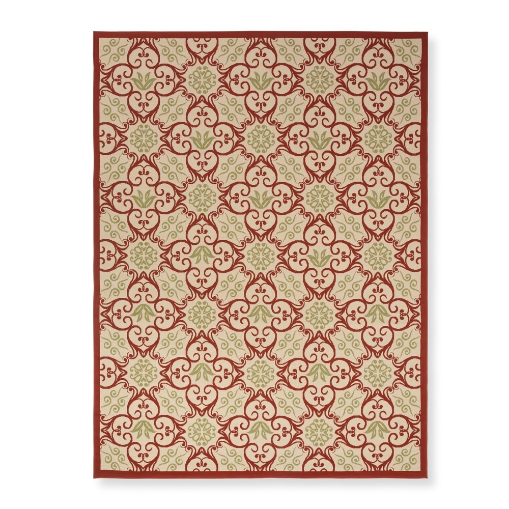Tapis d'intérieur/extérieur Nourison à motif floral géométrique des Caraïbes