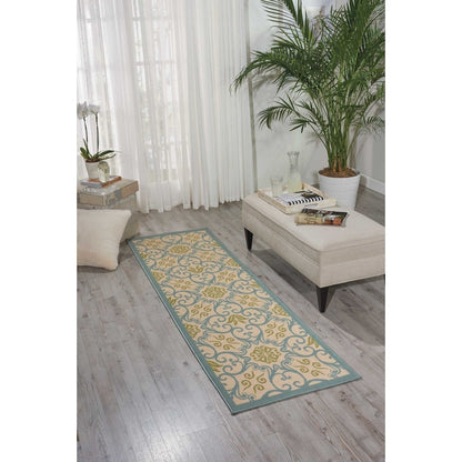 Tapis d'intérieur/extérieur Nourison à motif floral géométrique des Caraïbes