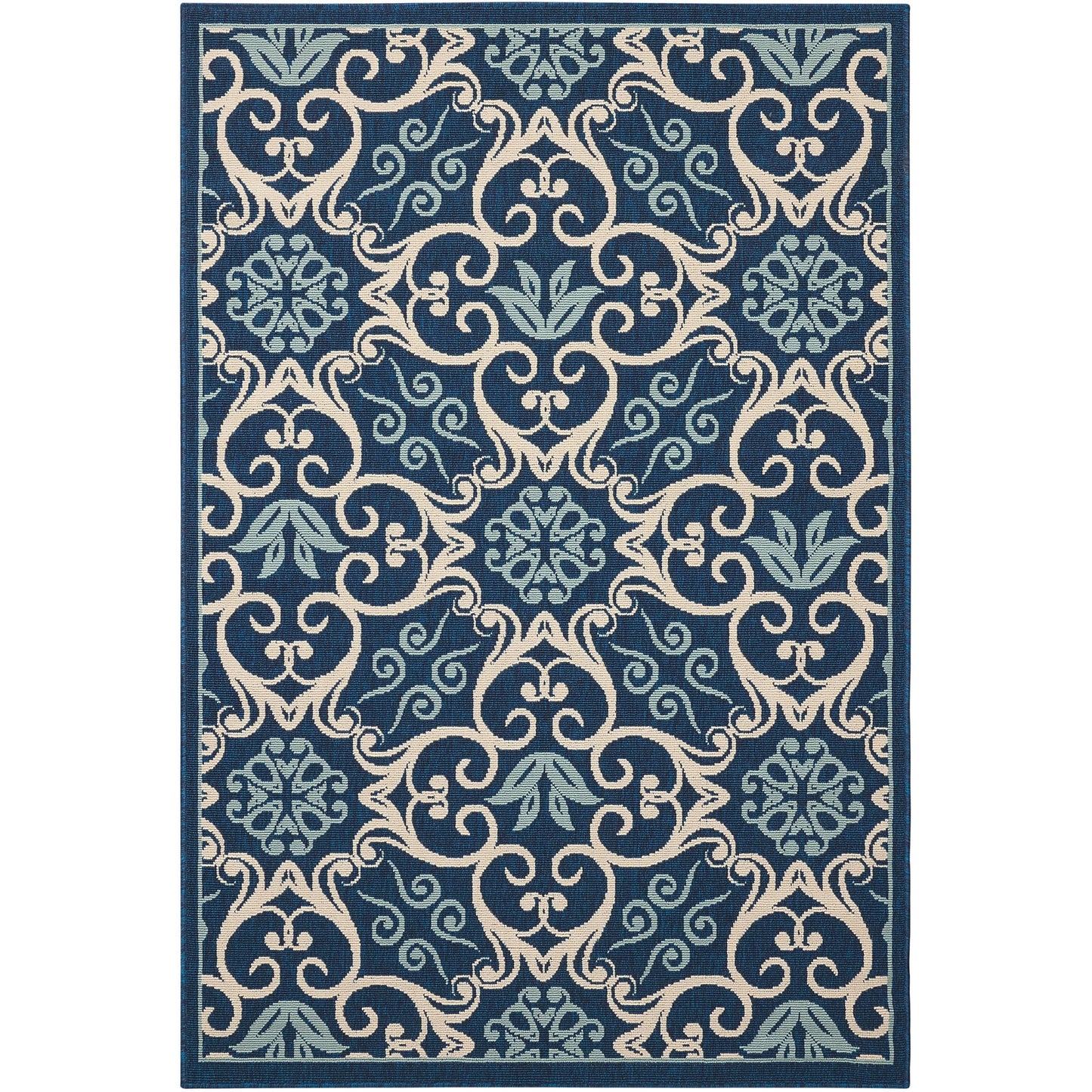 Tapis d'intérieur/extérieur Nourison à motif floral géométrique des Caraïbes
