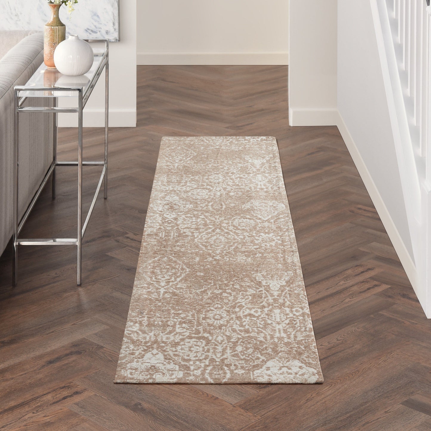 Tapis contemporain Nourison Damas vieilli