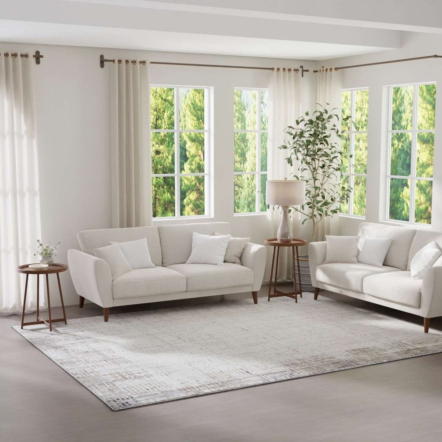 Tapis d'intérieur Nourison Emily gris ivoire à motifs abstraits