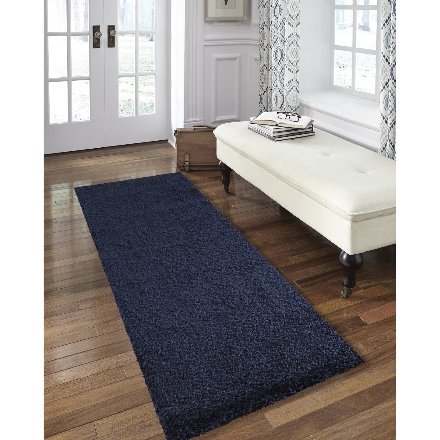 Tapis Nourison Malibu Shag moderne en peluche unie