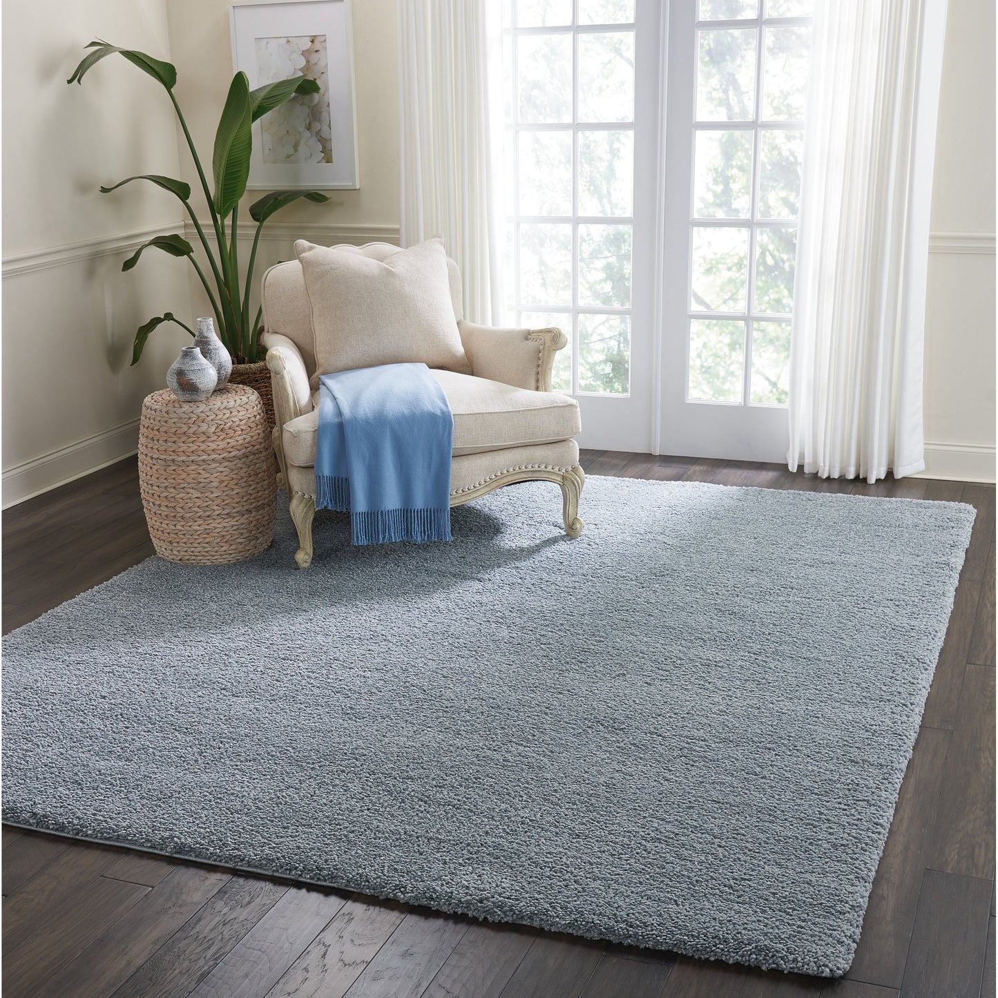 Tapis Nourison Malibu Shag moderne en peluche unie