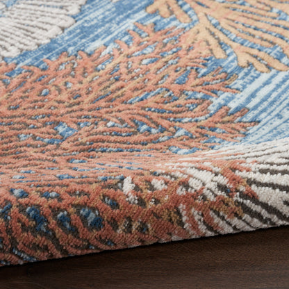 Tapis Nourison Pompéi, motif coquillages et coraux, idéal pour la plage côtière