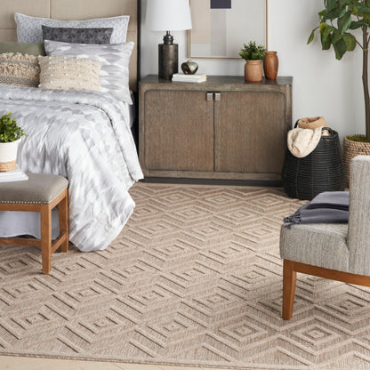 Tapis Nourison polyvalent pour intérieur/extérieur à tissage plat géométrique