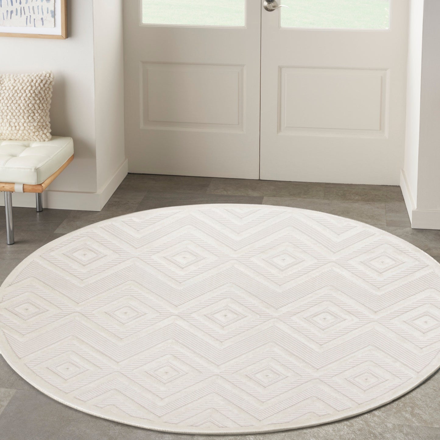 Tapis Nourison polyvalent pour intérieur/extérieur à tissage plat géométrique